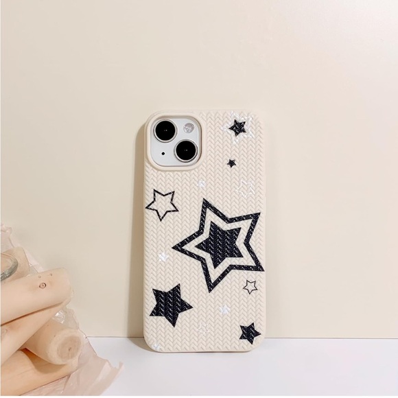 5for$10 Textured iPhone 15 Phone Case Braid Shockproof Phone Case Black Star - Picture 8 of 10